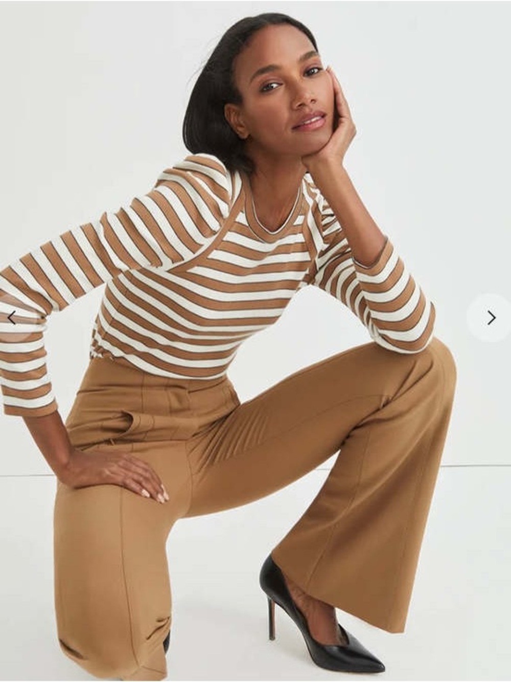 Veronica Beard
Delano Striped Long Puff-Sleeve top size XL
